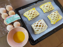 アップルパイのつや出しにコープのたまご