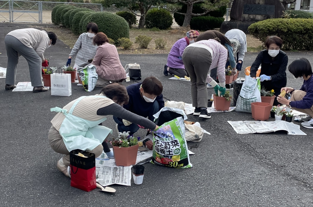 花の寄せ植え 冬→春
【美作エリア鏡野コープ委員会】