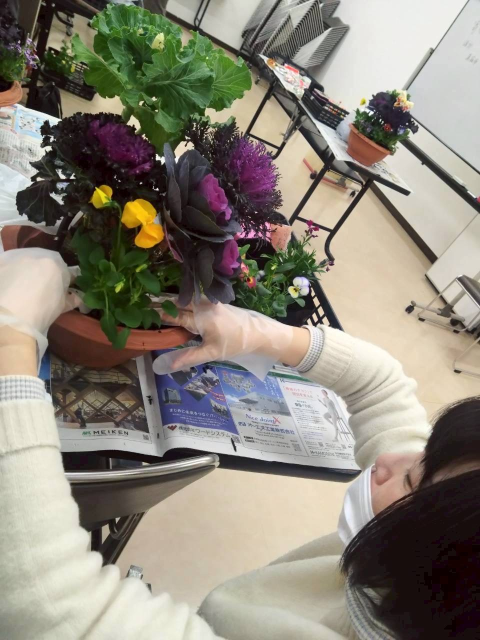 寄せ植えでお正月を彩ろう!
【美作エリア北小コープ委員会】