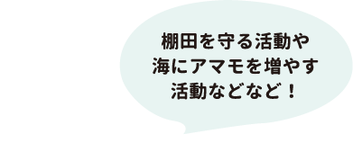 棚田を守る活動や海にアマモを増やす活動などなど！