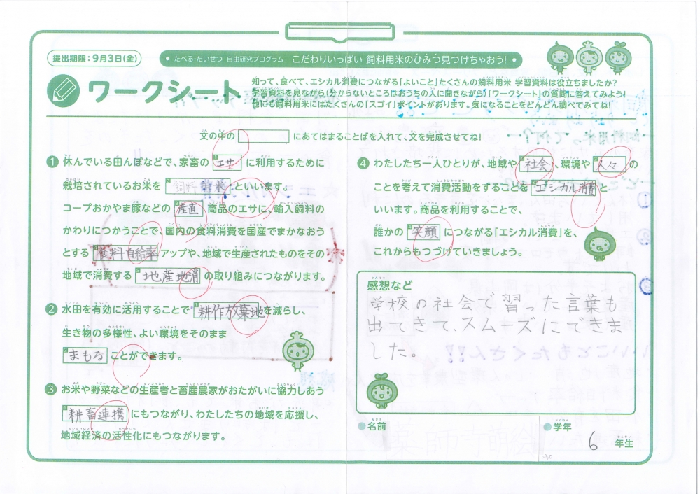 【表彰作品】＼たべる・たいせつ大賞！／